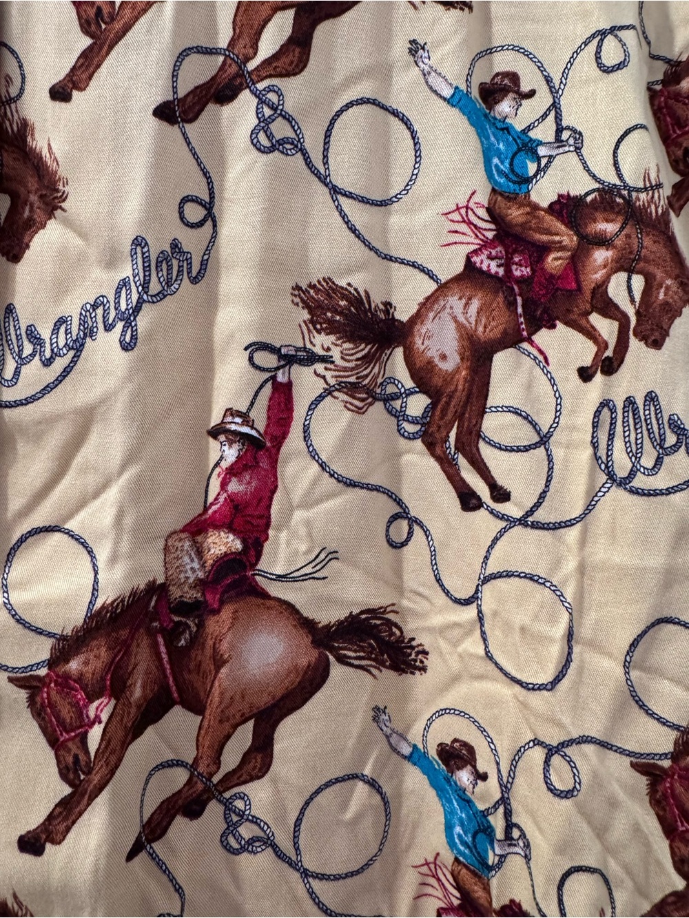 Wrangler Women's Short-Sleeve Western Print Shirt - Cream with Brown Motif - Picture 2 of 5